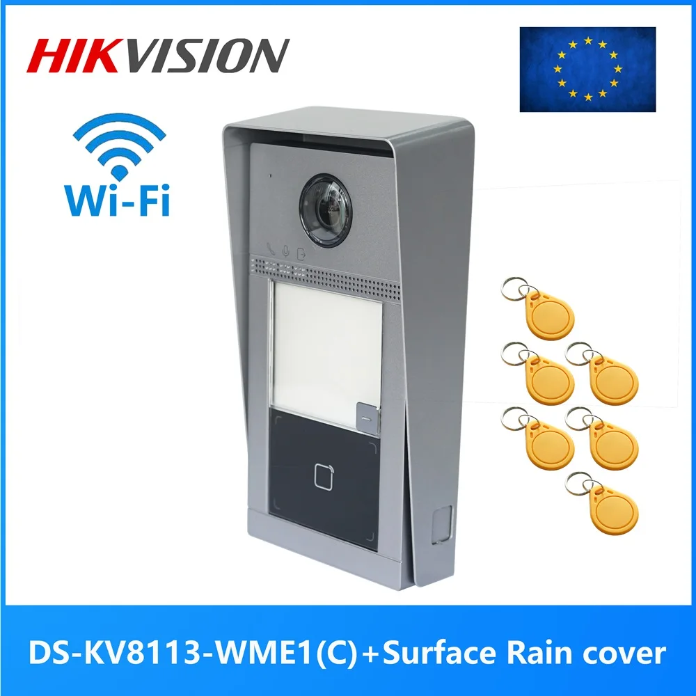 HIKVISION 1-button DS-KV8113-WME1(C) Surface mounut IP Doorbell , control 2 locks, WiFi Door phone,Video Intercom,IC card unlock