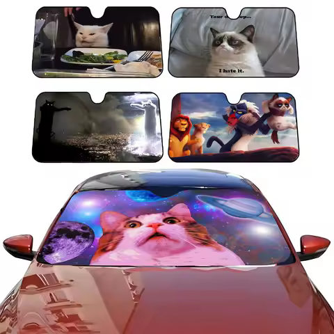 CAT meme Funny Car SunShade Windshield Anti-UV Protection Front Sun Shade Cooling Protector for Vehicle Interior