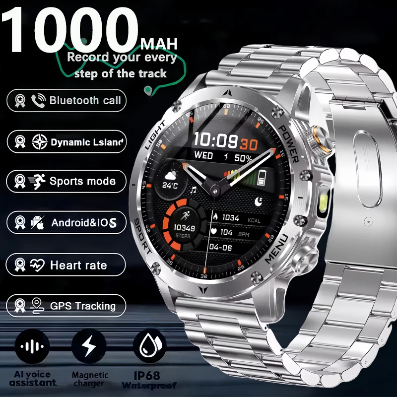 

2025T-Rex 3 Military Grade Smart Watch for Men 1000mAh Battery IP69K Waterproof GPS HD Bluetooth Call 100+ Sports Modes Outdoor