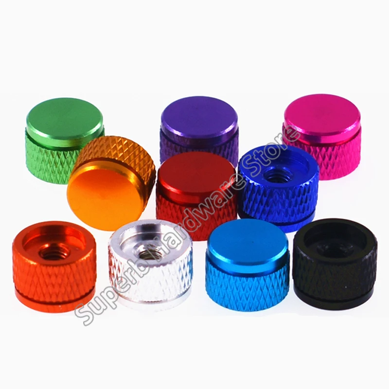 1Pc M3 M3.5 M4 6061 Aluminum Colorful Hatching Knurled Thumb Nut Hand Tighten Nut Blind Hole Computer Case Nuts PC Parts