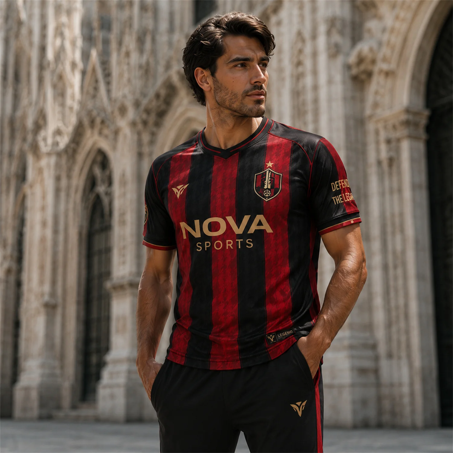 Schwarz-Rotes Nr. 3 Fußballtrikot für Männer, Frauen und Kinder, Maldini Fußballshirt, Kurzarm-Sportbekleidung, Atmungsaktives Fan-Trikot für Jugendliche – Detail 2