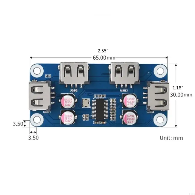 F3MA per B+ / 2B / 3 Hub USB Da USB a UART HAT USB HAT a 4 integrato