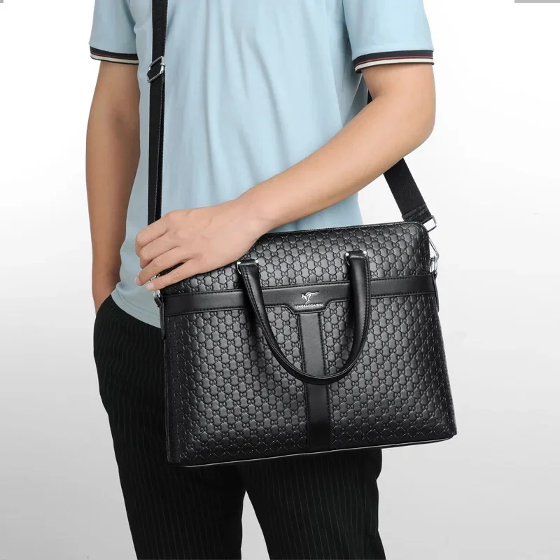 High Quality Business Men's Briefcase Fashion Leather Handbag Large Capacity Shoulder Messenger Office Man Laptop Bag