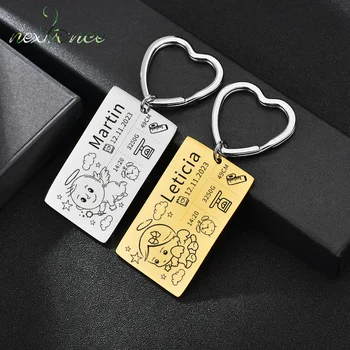 Nextvance-Porte-clés personnalisé pour nouveau-né, porte-clés en acier inoxydable, nom et date recommandés, poids, colonne vertébrale, bijoux pour papa, cadeau