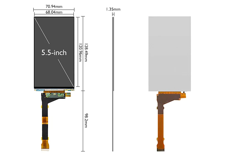 Ls055r1sx04 Sharp 5.5 Inch 2k 2560*1440 Lcd With Driver Board Custom Cover Lens With(out) Backlight For Vr 3d Printer