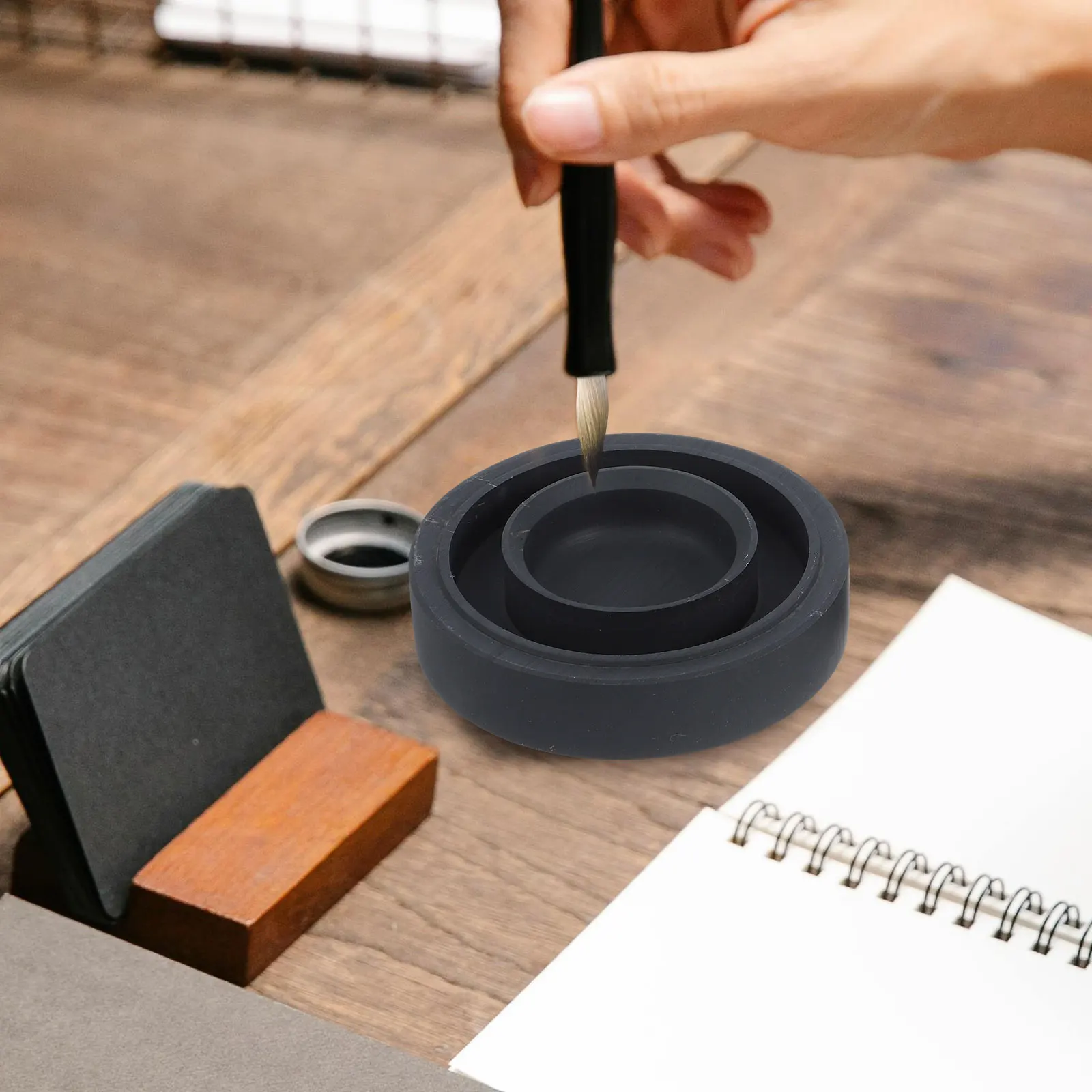 

Premium Inkstone with Cover for Chinese Calligraphy Ideal for Beginners Smooth Ink Stick Grinding Stone Cultural Heritage