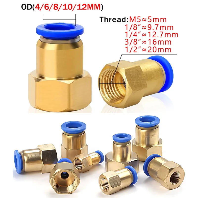 50/200Pcs Pneumatic Fitting Quick Air Connector 4mm 6mm 8 10mm 12mm Push In Hose Tube,Thread 1/8 1/4 3/8 1/2 BSPT Air Couplings