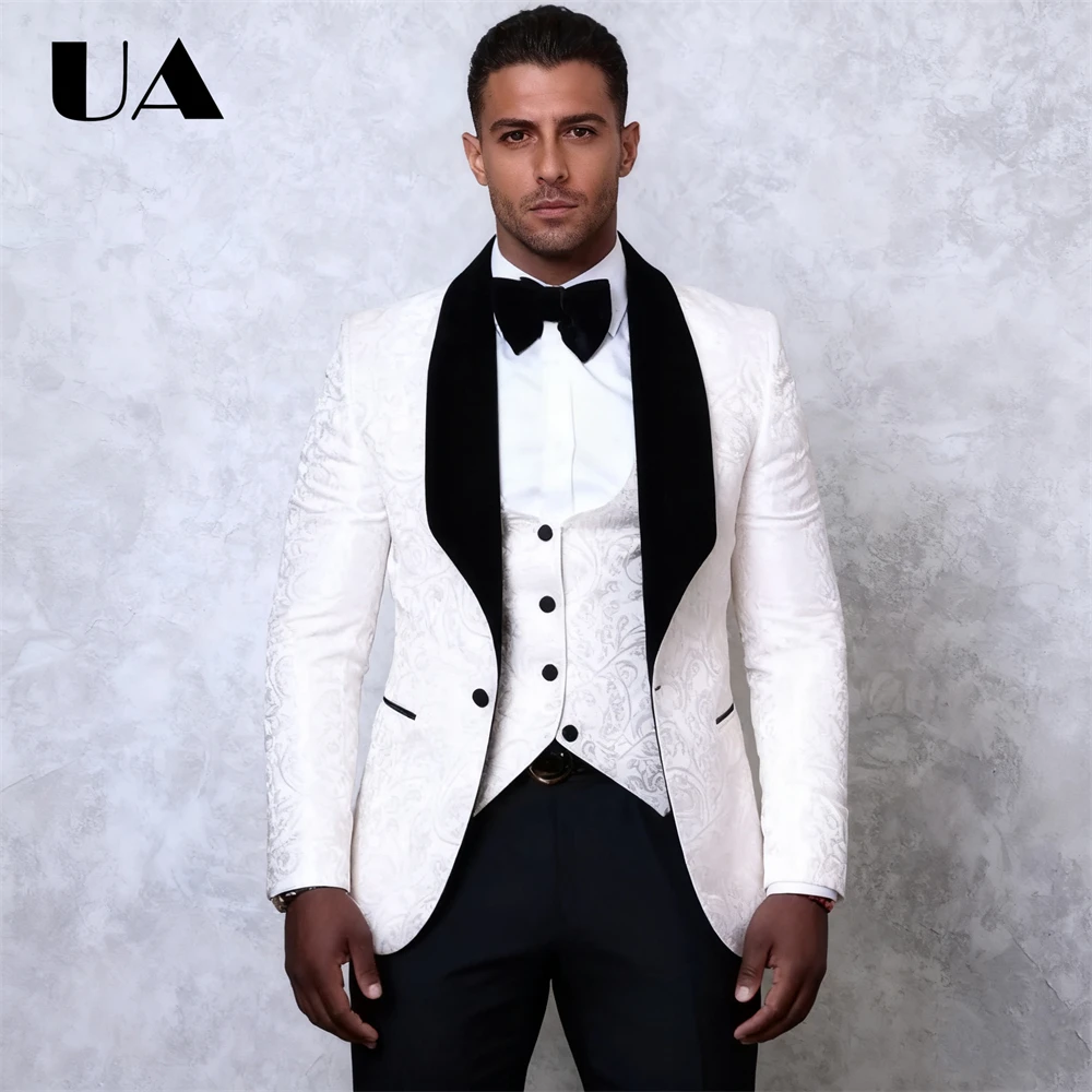 Conjunto de terno de 3 peças paisley para homens XXS-7XL terno de noivo de casamento melhor homem smoking (jaqueta colete calças) terno de jantar de negócios com um botão