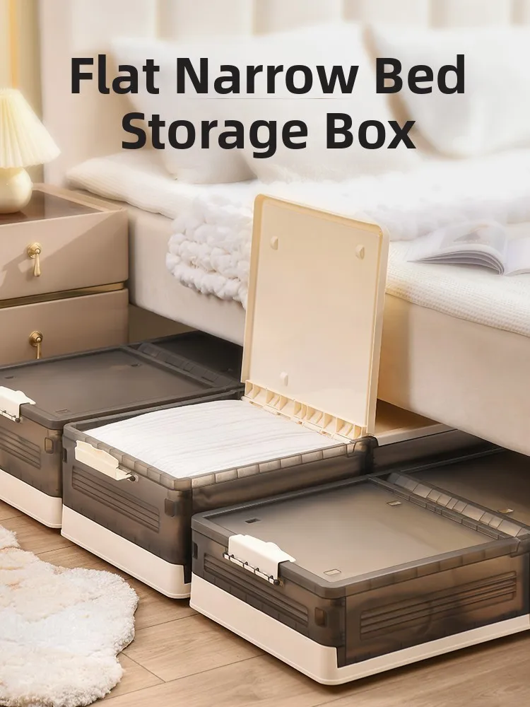 Ultra-Thin Under-Bed Storage Box with Wheels Large Capaci Flat Wheel Under-Bed Organizer Box Staable Storage Container