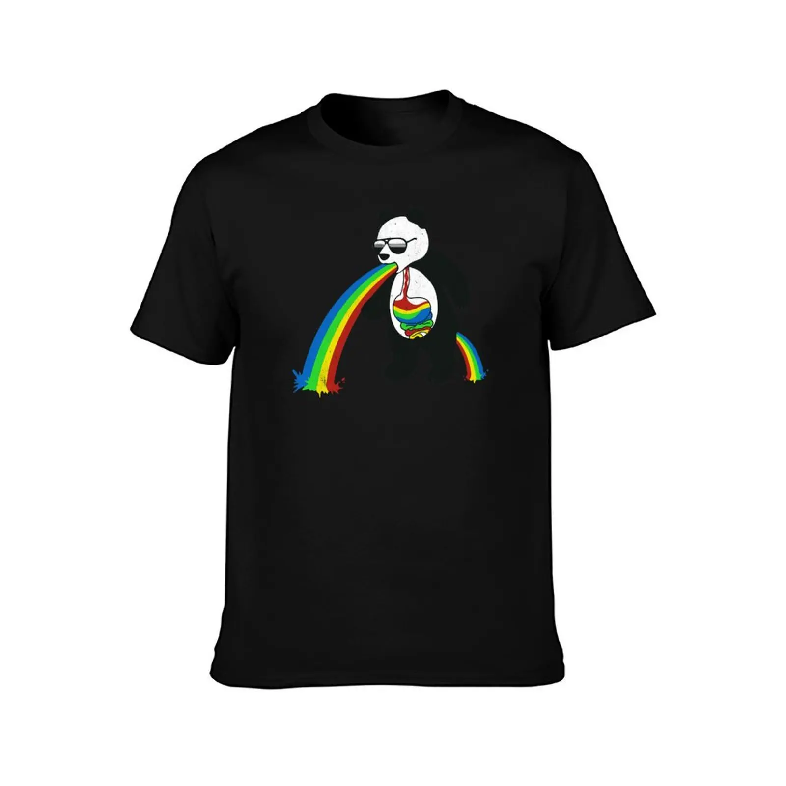 Panda Throwing Up Rainbow T-Shirt Large Size Casual Tee Shirt T-Shirt