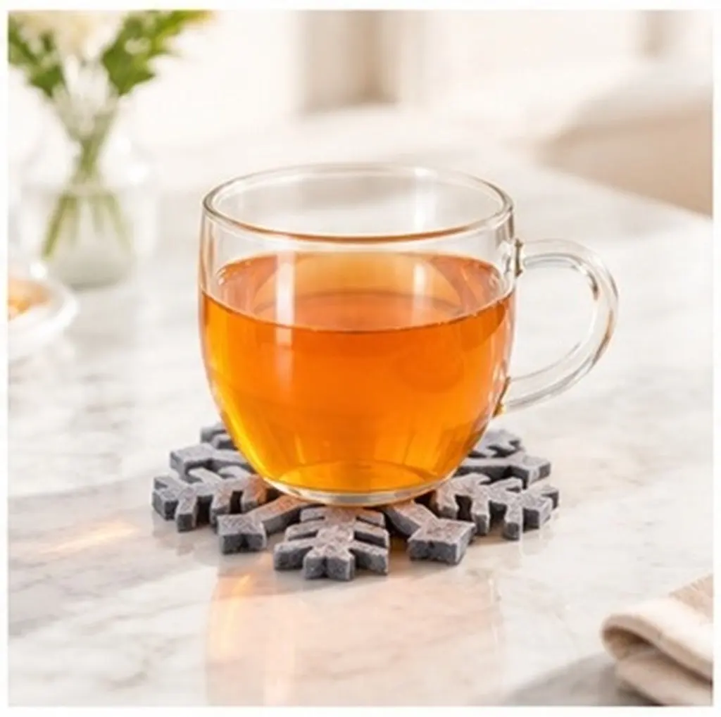 12Pcs Felt Snowflake Coasters Christmas Cup Mats Home Decorative Placemats Heat Insulation Non-Skid Cup Holders for Dining