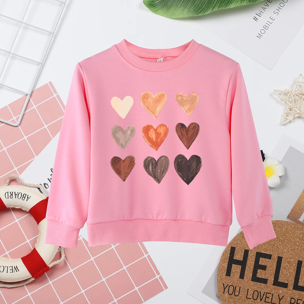 Love Heart Print Kids Hoodless Sweatshirt Minimalist Popular Summer New Hot Sell High Quality Child Sweater Dropship Top Clothes