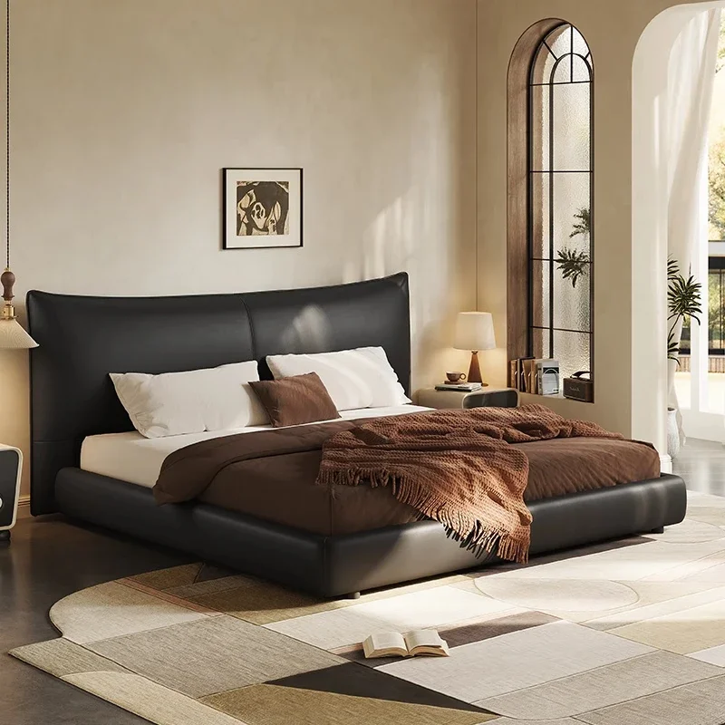 

Minimalist leather bed, first layer cowhide bed