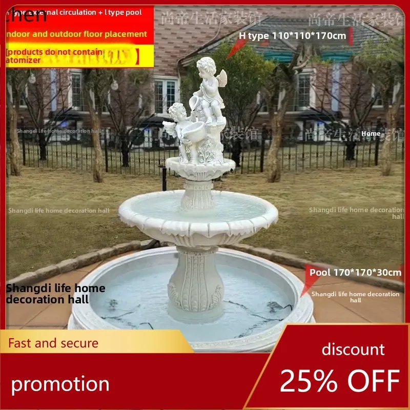 

HT large-scale flowing water fountain sculpture courtyard villa garden self-circulation lucky fish pond floor ornament