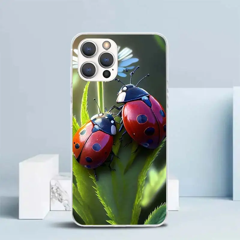 Insect Seven-Star ladybug Soft Cover for iPhone 15 14 13 12 Mini 11 Pro Max Print Phone Case X XS XR 7 Plus 8 + SE Pattern Coque