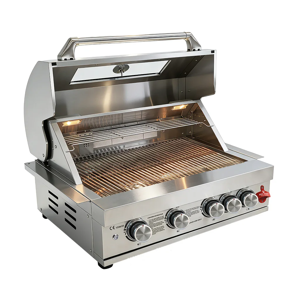 Built-in 4B SUS SS 304 Stainless Steel Outdoor Modular Kitchen Household Garden Backyard Visible Window Lid Gas LPG NG BBQ Grill