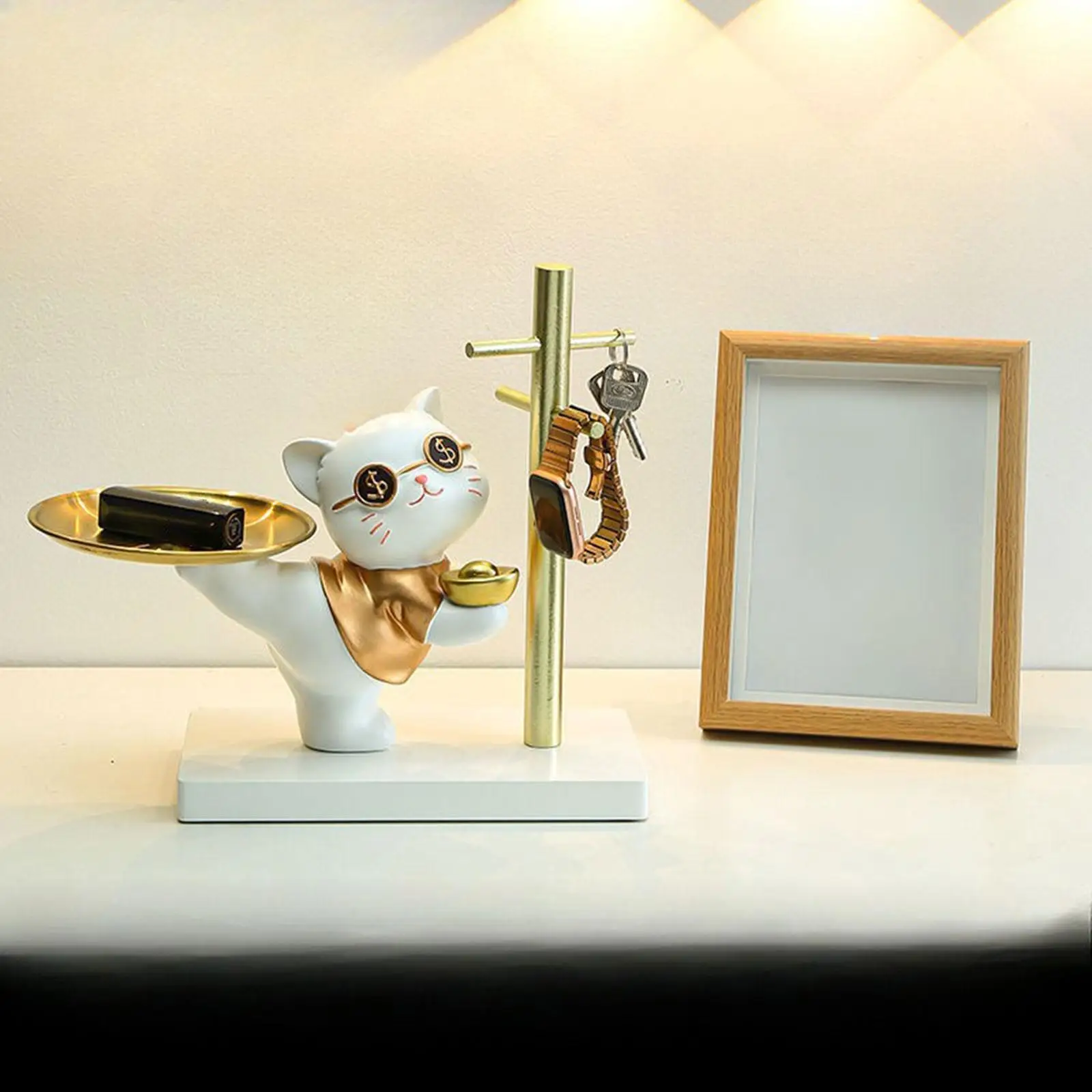 

Поднос для хранения статуи кота удачи, смола для декора спальни, милый декоративный