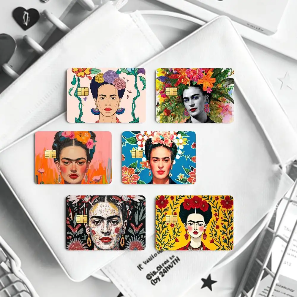 F-FridaS-S K-Kahlo art  Bank Credit Cards Bus Pass Stickers Cool Decoration Waterproof 4PCS Card