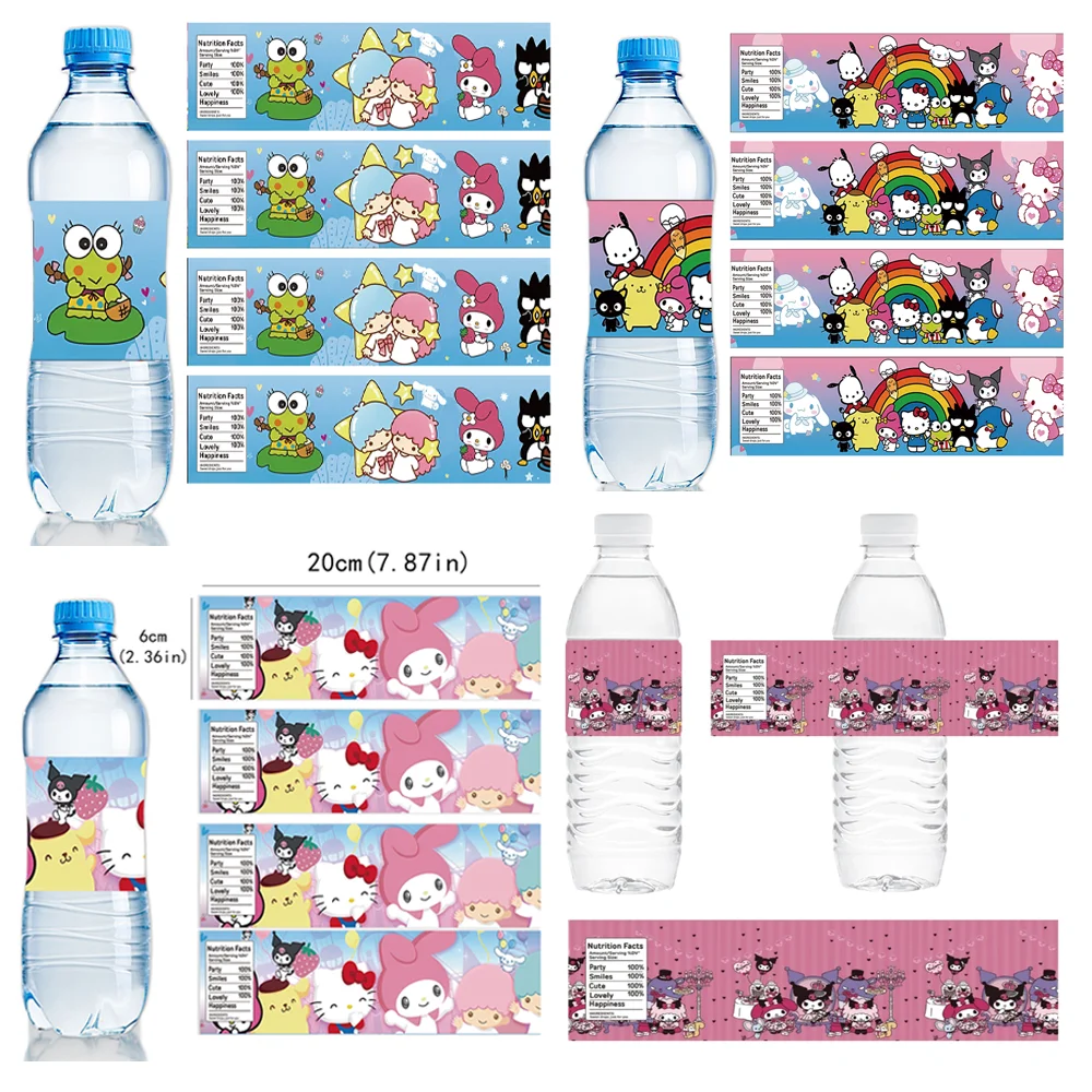 Kuromi Sticker Party Supplies Juice Bottle Sticker Set Girl's Favorite Kuromi Party Beverage Bottle Sticker Pink Packaging Decor