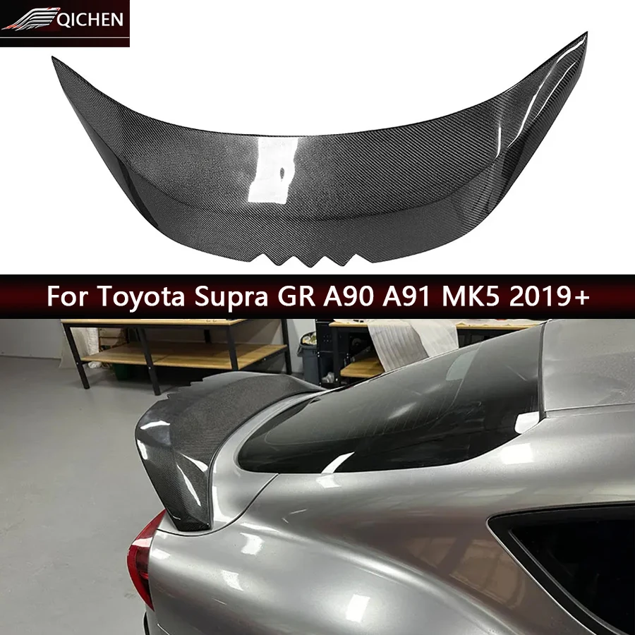 

For Toyota Supra GR A90 A91 MK5 2019+ Carbon Fiber Tail fins Rear Trunk Spoiler Guide Wing Rear Wing Car Accessories body kit