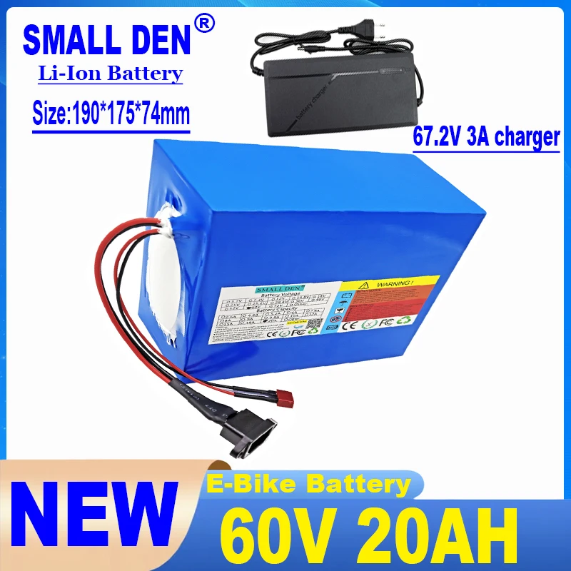 New 60V 20Ah lithium battery pack 16s4p 0-1800W 67.2V with BMS high-power and large capacity rechargeable battery pack AAA AA