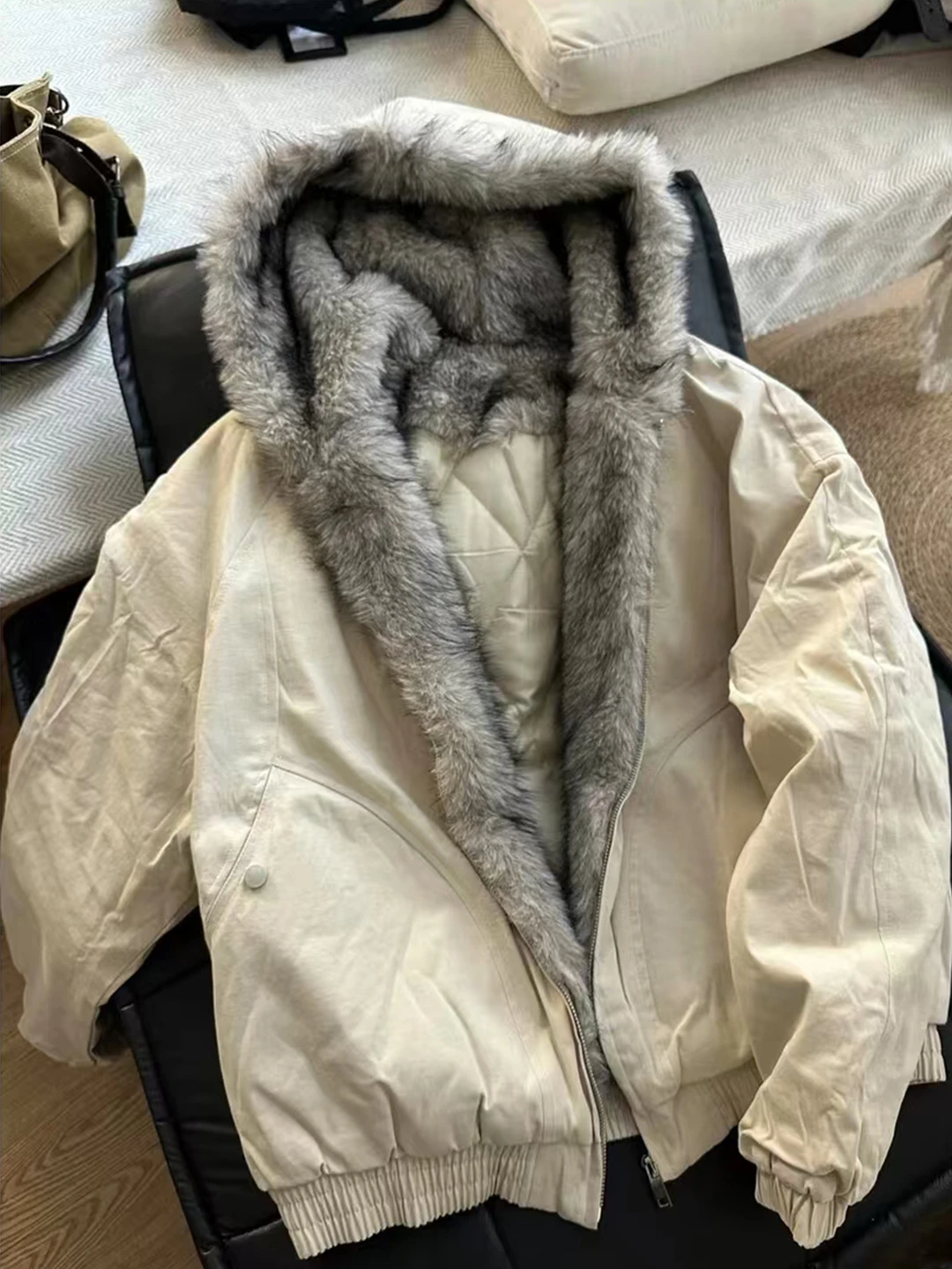 

American High Street Men's Cotton Jaet Winter Thiened Fce Lined Hooded Coat Mountain Eagle Outerwear Loose Workwear