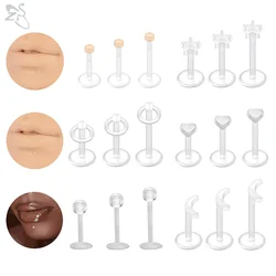 ZS 10pcs/lot 16G/14G Acrylic Transparent Invisible Labret Lip Stud Set Anti Allergy Helix Cartilage Piercings Earrings 6/8/10MM