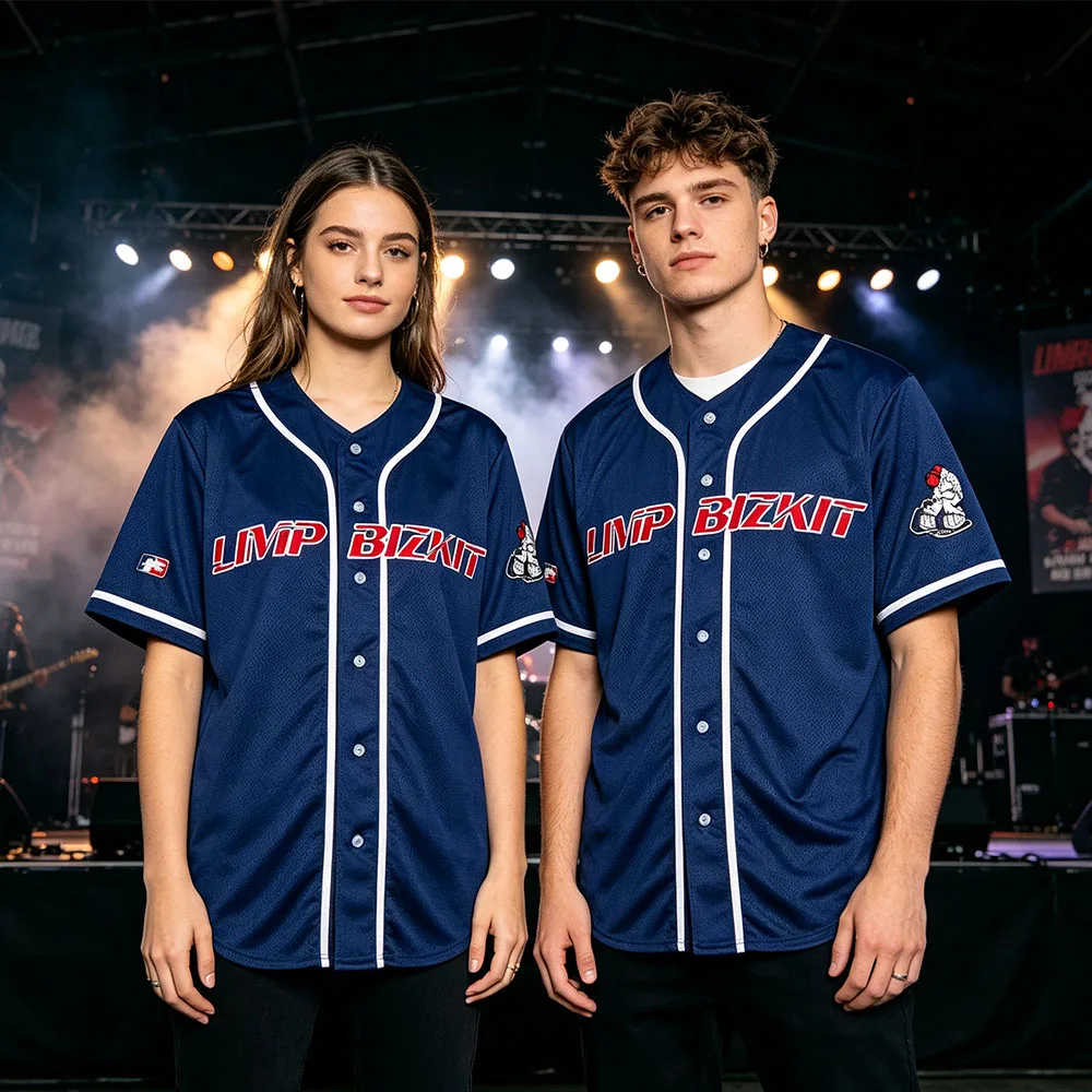 LIMP BIZKIT BASEBALL JERSEY Button-Down Short Sleeve Shirt Full Print Loose Fit Hip Hop Streetwear Men Women T-shirt Unisex Tops