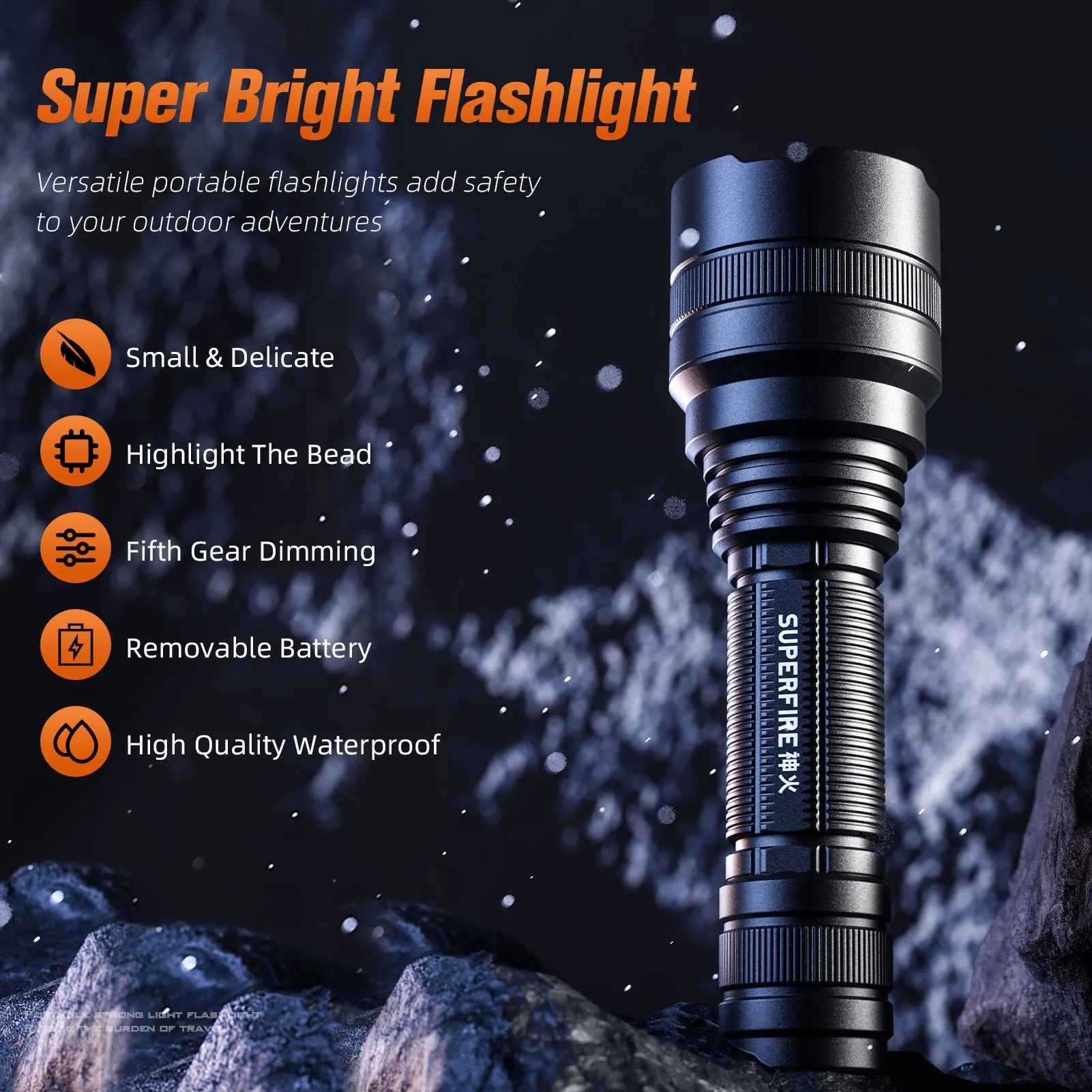 SUPERFIRE C5-X Flashlight Super Bright Long Range 240M Portable Waterproof Torchlight For Outdoor Night Working Hiking