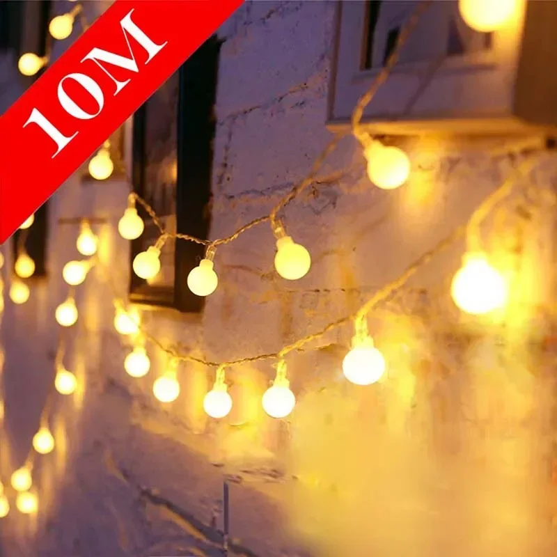 USB/Battery Power Garland LED Ball Fairy Lights String Waterproof Outdoor Lamp Christmas Holiday Wedding Party Lights Decoration