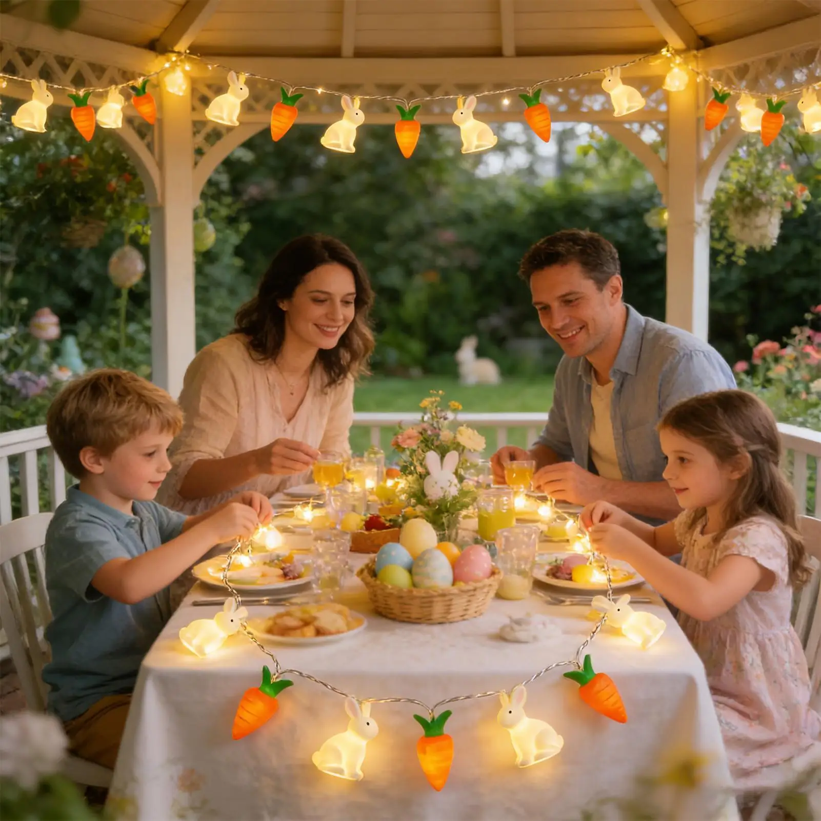 

Милые регулируемые светильники-зайчики на батарейках в форме моркови, пасхальные гирлянды для дома, улицы, прихожей, полок
