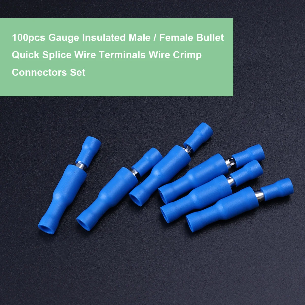 100 قطعة محطات رصاصة الصحافة الباردة معزول ذكر أنثى سريعة لصق موصلات الأسلاك مجموعة الأزرق معزول مختومة