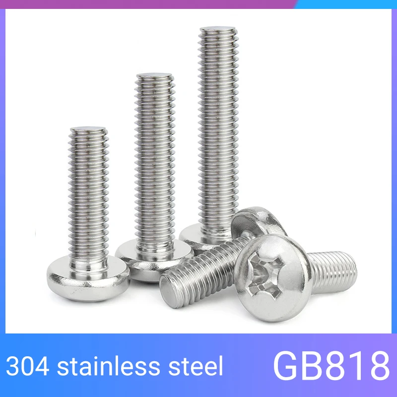 5/10/50 PCS M2 M2.5 M3 M4 M5 M6 DIN7985 GB818 304 Stainless Steel Cross Recessed Pan Head Screw Phillips TV Computer Bolts