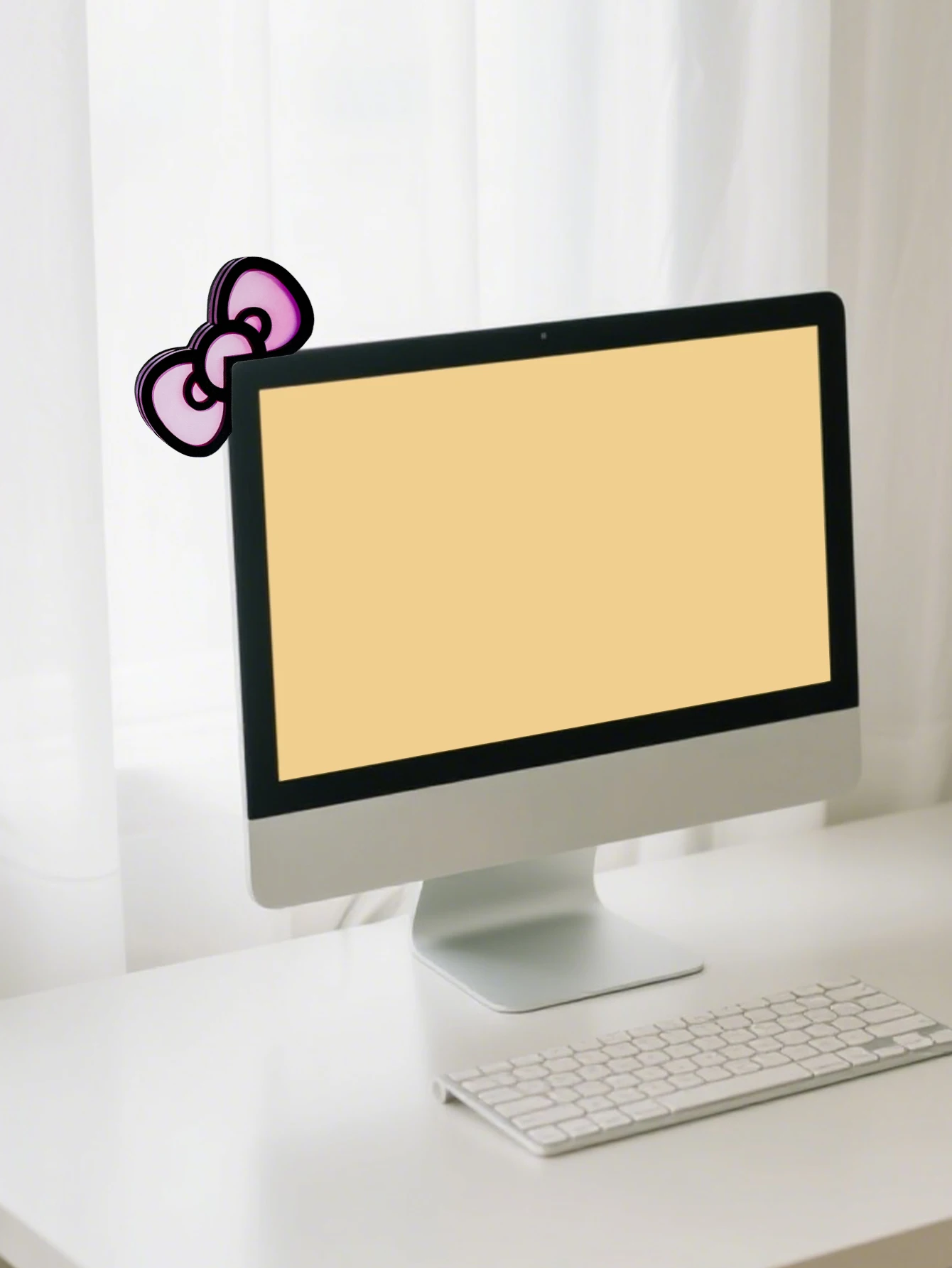 Niedliche Computer-Monitor-Dekoration, rosa Schleife, Katzenohrform, Ornamente, Kawaii-Desktop-Dekoration für PC, Laptop, Zimmer, Schreibtisch, Dekoration, Mädchen-Geschenk – Detail 19