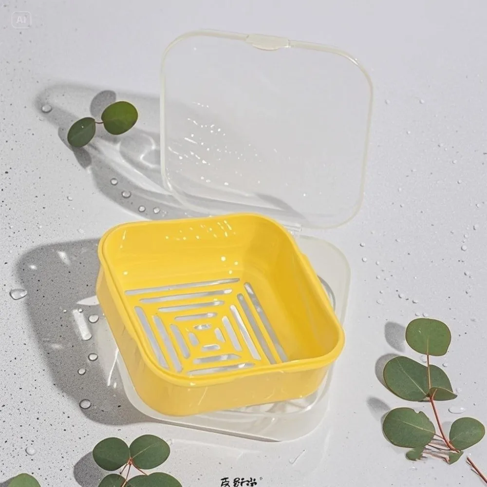 Portable Double-layer Travel Soap Box Drainable Design Sealed Soap Holder Locking Clasp Leak-proof Soap Container