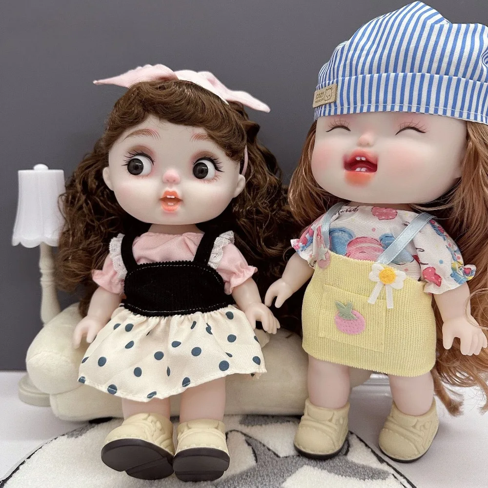 

28cm Doll 28cm Doll Clothes Doll Accessories Girl's Toy Gift Doll Rompers Set DIY Handmade Doll Strap Dress Set Fat Face Girl