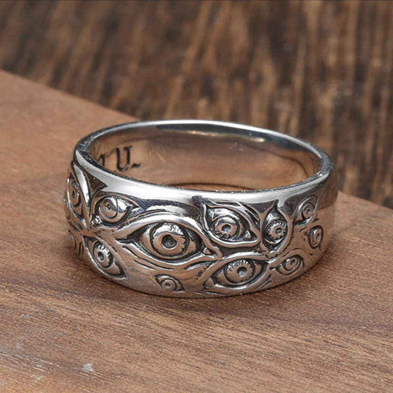 Men Retro Hip-Hop Personality Ring Punk Fashion Rings for Women Gothic Engraved Demon Eye Retro Hipster Ring Wholesale