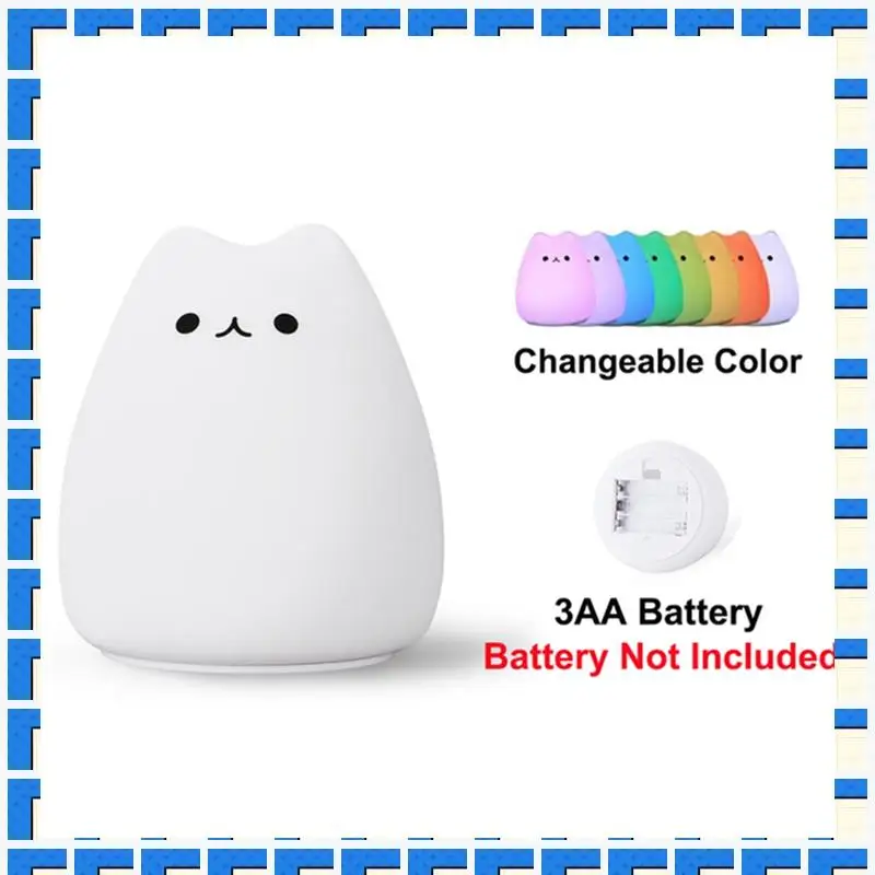

ABNG Mini Cat Night Light Cartoon 7 Colors Sleep Lamp Touch Table Lamp Home Bedroom Decoration