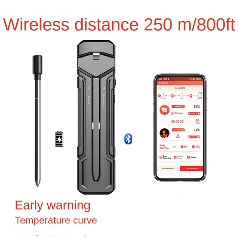 Wireless Meat Thermometer Digital Thermometer With Wireless Probe 800Ft Remote Range Food Thermometer For BBQ, Grill Durable