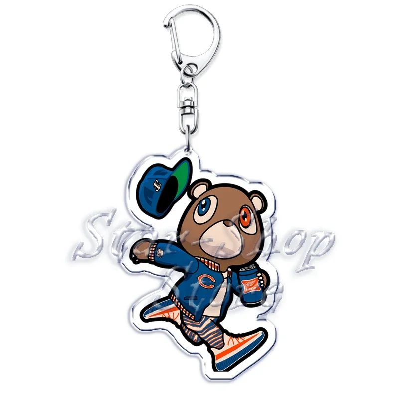 Popular Rapper YE Keychains for Accessories Bag Graduation Kanye Dropout Bear Key Chain Keyring Jewelry Fans Friends West Gifts