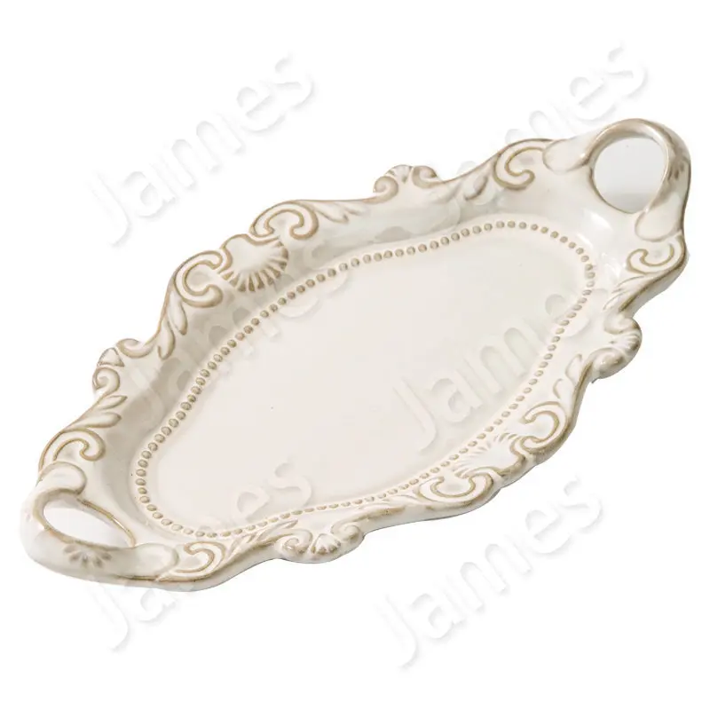 European Style Ceramic Plates Steak Pasta Dinner Plate Dishes Cake Dessert Salad Plates Set Classic Retro Tableware Dinner Plate