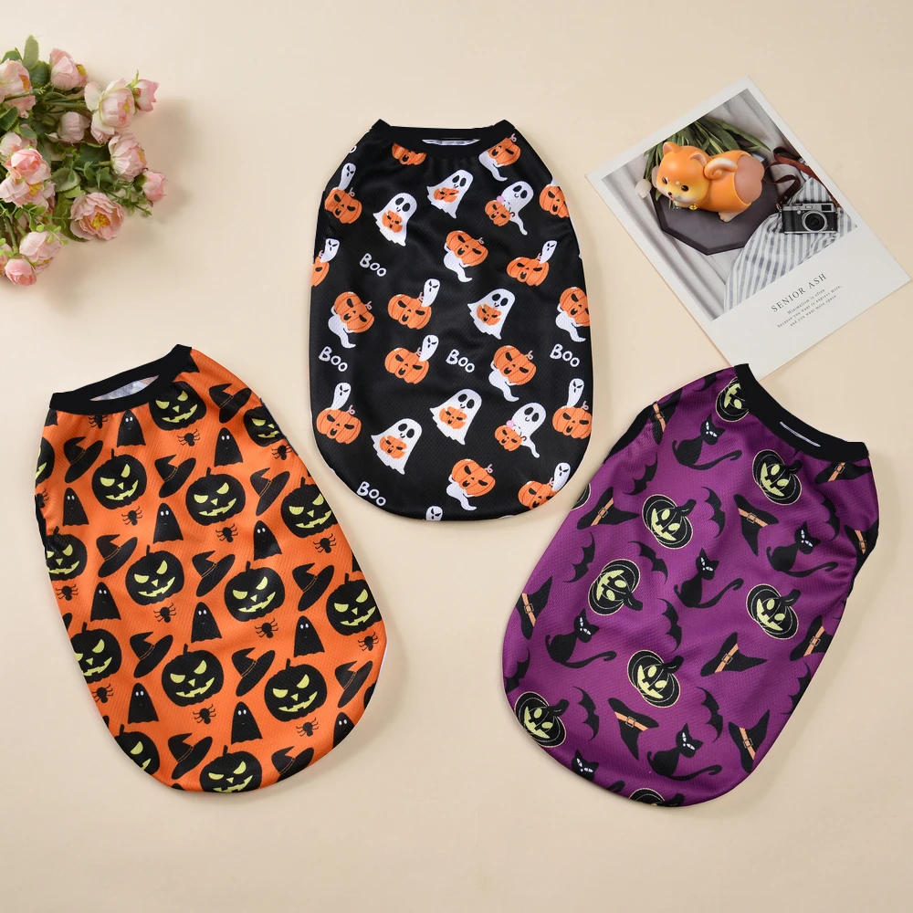Dog Clothes for Small Medium Dogs Cats Halloween Pumpkin Paw Print Puppy Vests Chihuahua Yorkies Costumes Pet Party Clothing