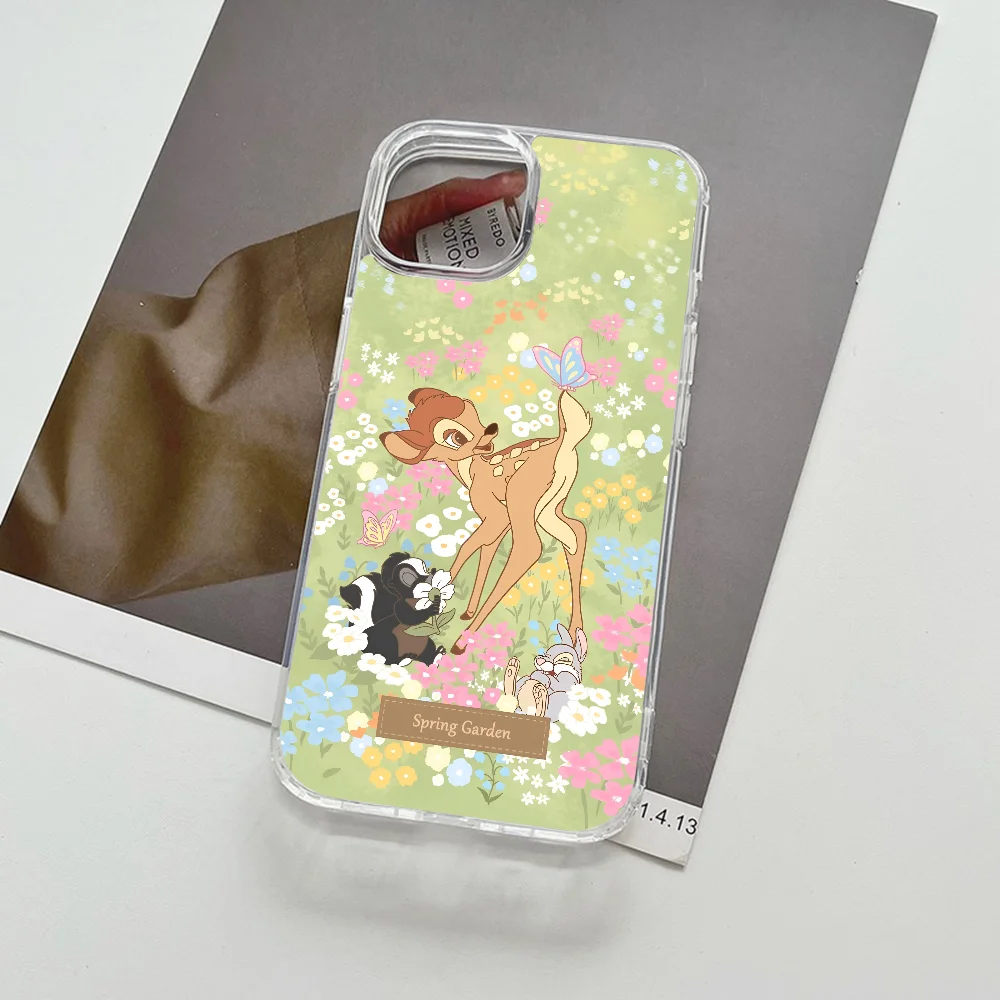 حافظة هاتف بامبي لطيفة على شكل زهور الربيع Magsafe لهاتف آيفون 16 14 13 12 15 Pro Max X XR XS Plus غطاء من البولي يوريثان الحراري الناعم الشفاف