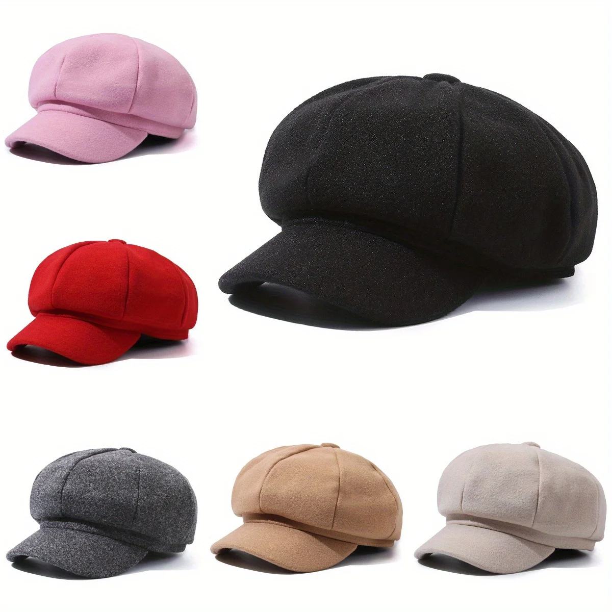 Fashion Solid Color Woolen Beret Autumn and Winter Outdoor Cotton Hat Windproof Newsboy Hats Men Women Universal Painter Caps