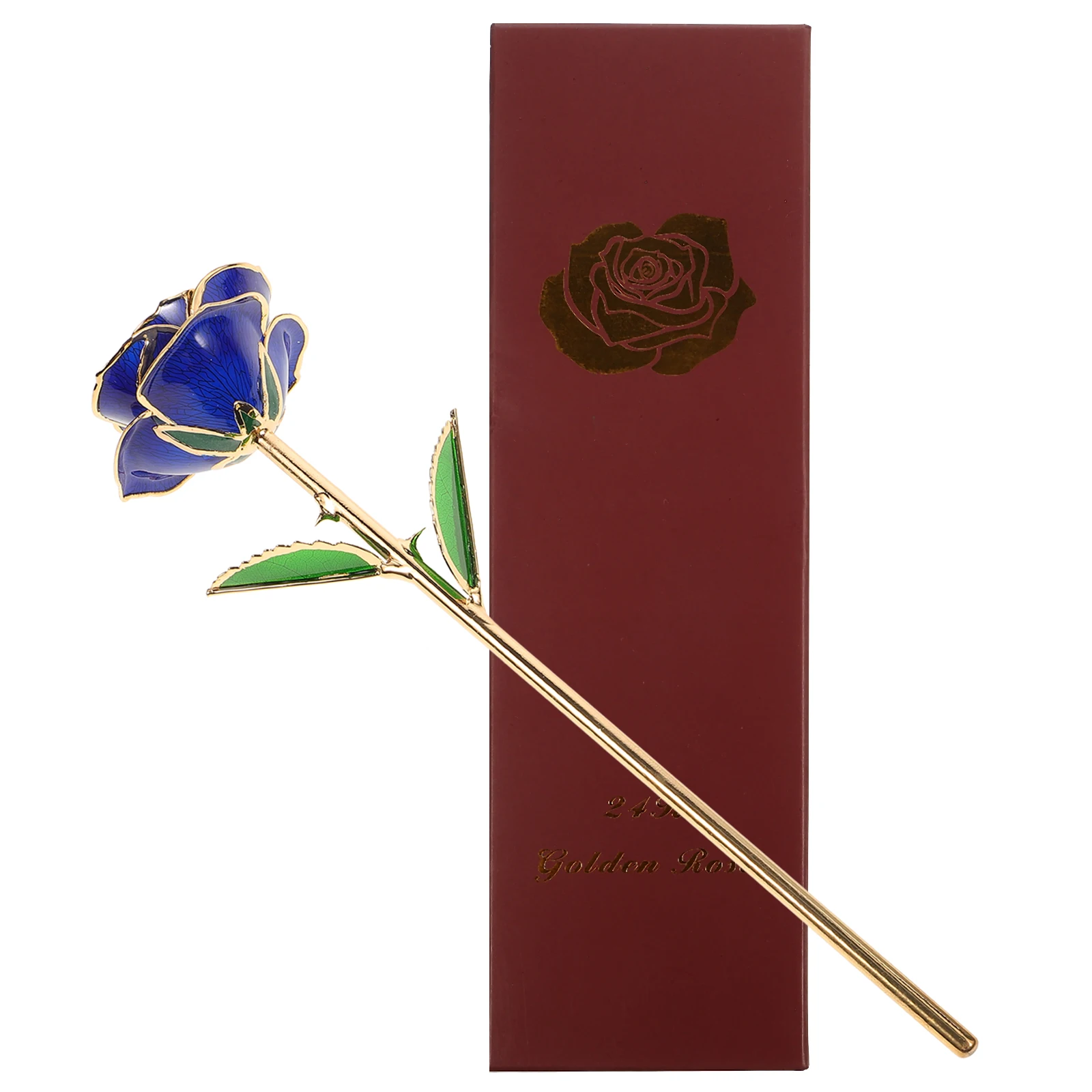 

Blooming Lacquered 24K Gold Rose Dark Blue Eternal Love Gift Valentine's Day Anniversary Souvenir Bag Rose Flower