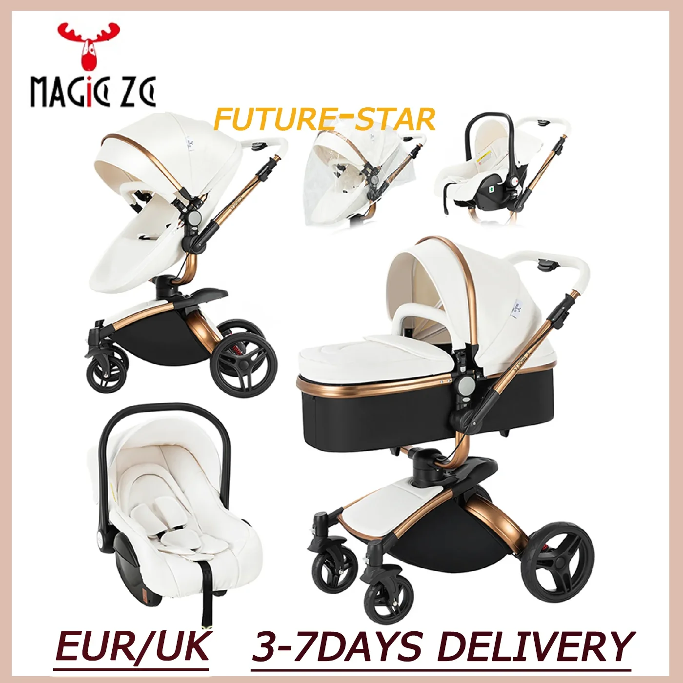 Baby Stroller 3 in 1 Strollers Baby Trolley Tricycle Folding  Baby Walker High Landscape Luxury Baby Car  Newborn Baby Stroller