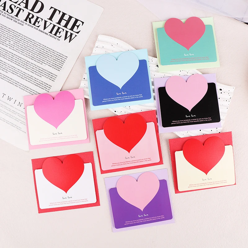 10Sets 3D Heart Fold Handwritten Paper Best Wishes Greeting Cards Love Postcard Wedding Invitation Cards For Wedding Party