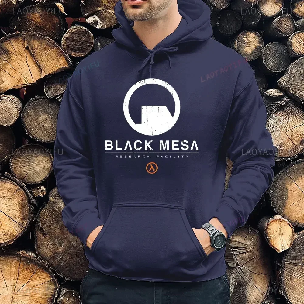 Black Mesa Research Facility Half-Life Pullover Hoodies Classic Shooting Game Generation 90's Half-life Game Clothes Men Hooded