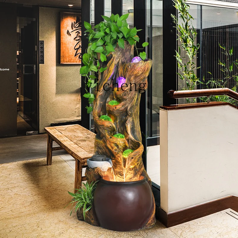 

TQH landscape flowing water ornament circulating water fountain living room garden balcony floor wooden pile water feature