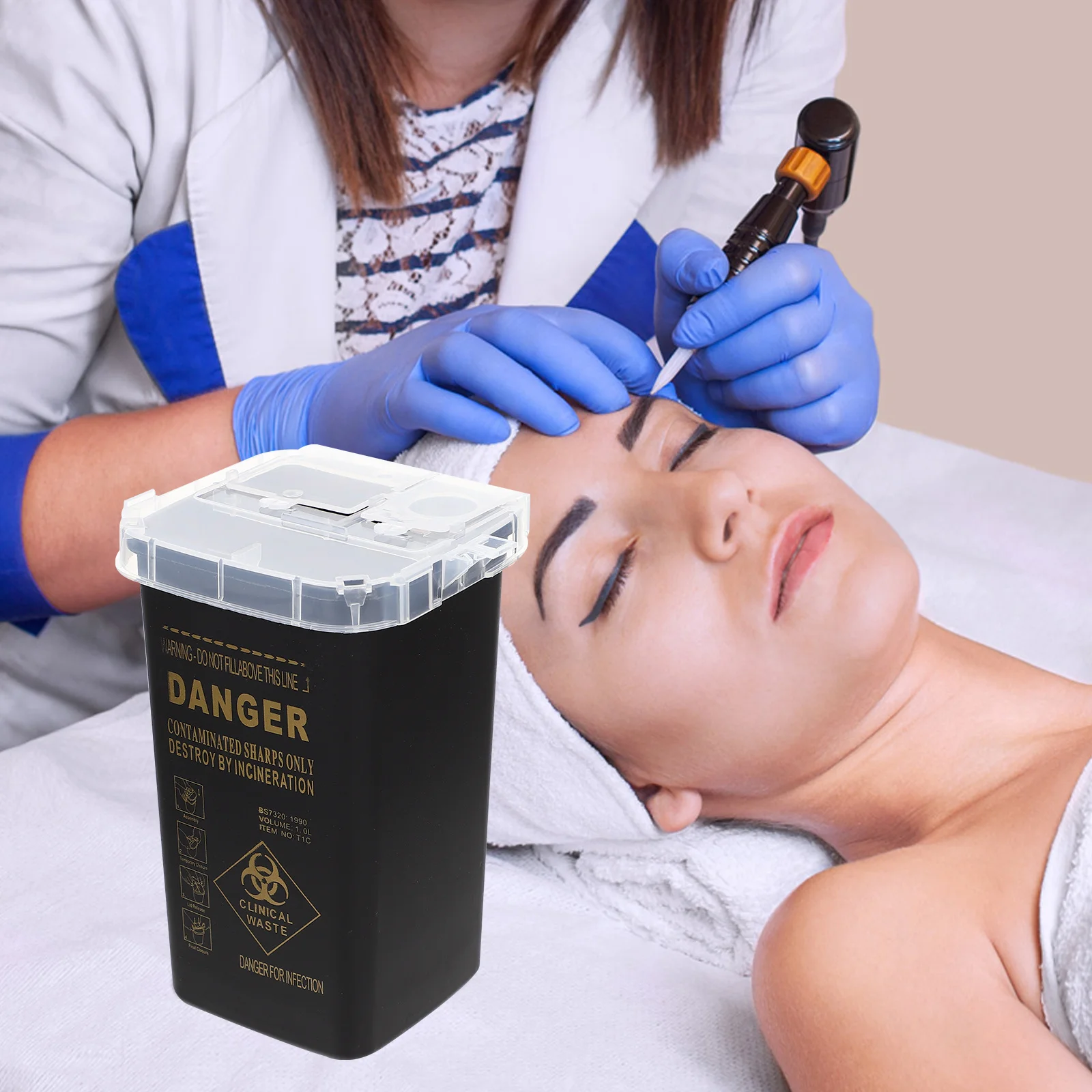 

Container For Needles Durable Plastic Small Can Desktop Sharps Containers Salon Using Sharps Bins Tabletop Needle Disposal